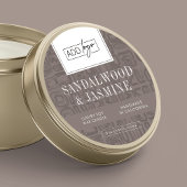 Minimal Taupe Boho Pattern Logo Wax Candle Jar Lid ラウンドシール