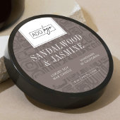 Minimal Taupe Boho Pattern Logo Wax Candle Jar Lid ラウンドシール