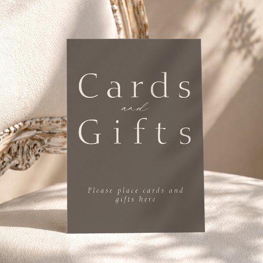 Minimal Taupe Cards and Gifts Wedding Sign 招待状
