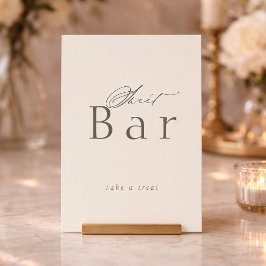 Minimal Taupe Dessert Table Sign 招待状