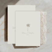 Minimal Taupe Palm Tree Beach Wedding Invitation 招待状