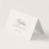 Minimal Taupe Stripe Wedding Place Card (正面)