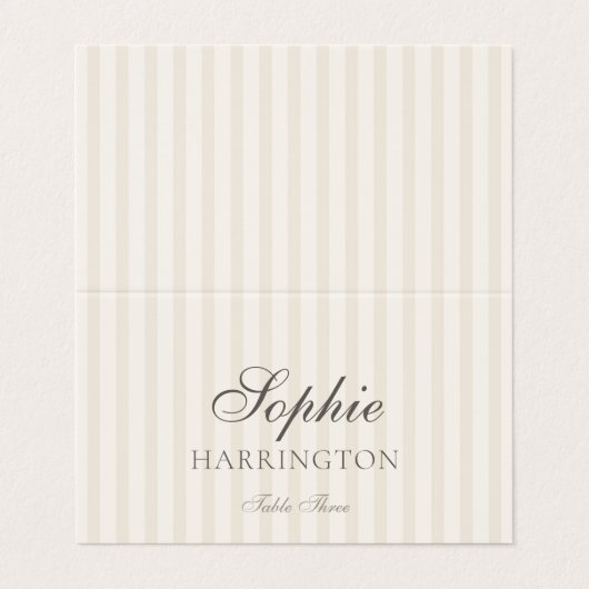 Minimal Taupe Stripe Wedding Place Card (外部フラット)