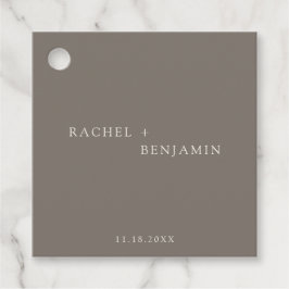 Minimal Taupe Wedding Elegant Personalized フェイバータグ