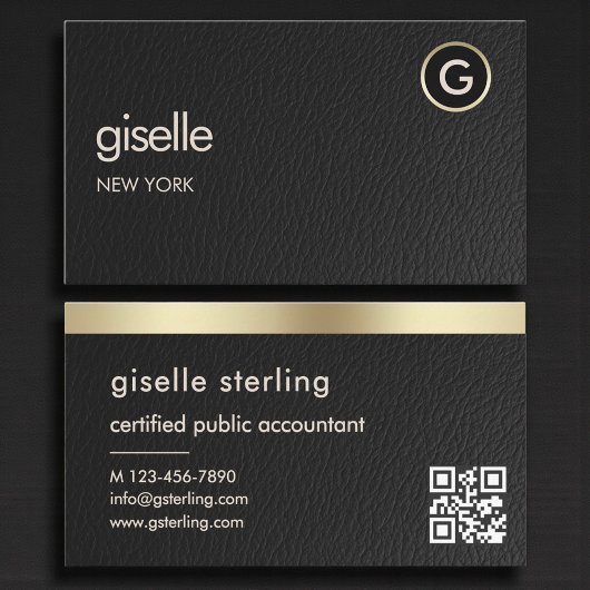 Minimal Tax Accountant CPA Faux Leather 名刺