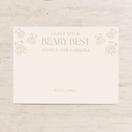 Minimal Teddy Bear Baby Shower Advice エンクロージャーカード
