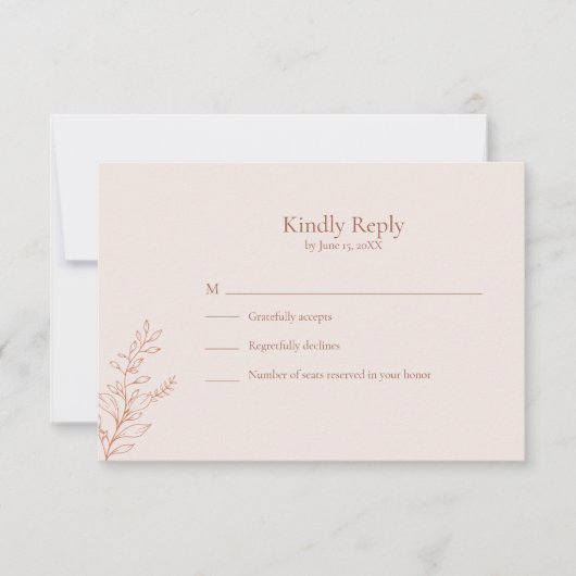 Minimal Terracotta Botanical RSVP Card (正面)