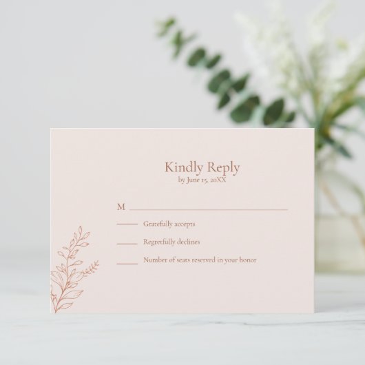 Minimal Terracotta Botanical RSVP Card (スタンド正面)