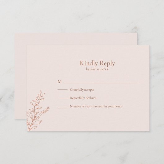 Minimal Terracotta Botanical RSVP Card (正面/裏面)