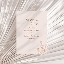 Minimal Terracotta Botanical Save the Date 招待状