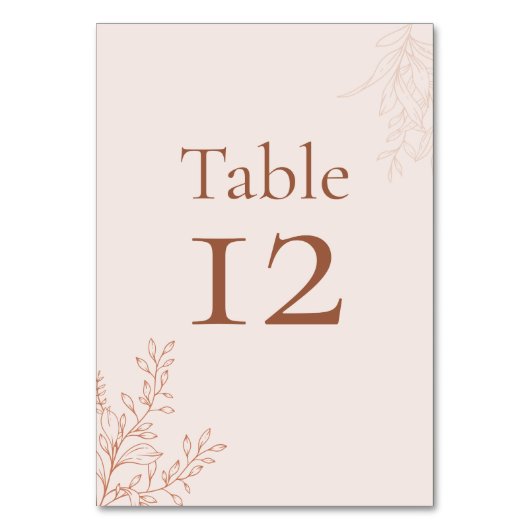 Minimal Terracotta Botanical Table Number テーブルナンバー (正面)