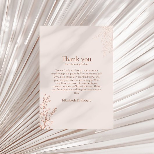 Minimal Terracotta Botanical Thank You Card サンキューカード