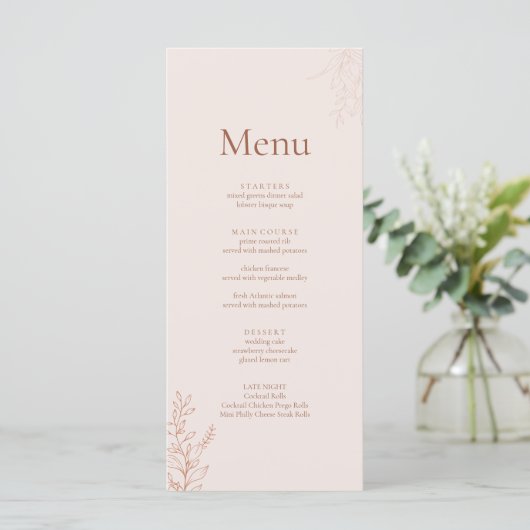 Minimal Terracotta Botanical Wedding Menu メニュー (スタンド正面)