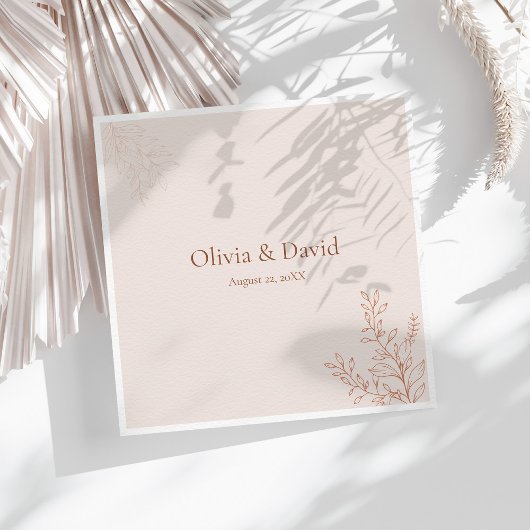 Minimal Terracotta Botanical Wedding Napkin スタンダードカクテルナプキン