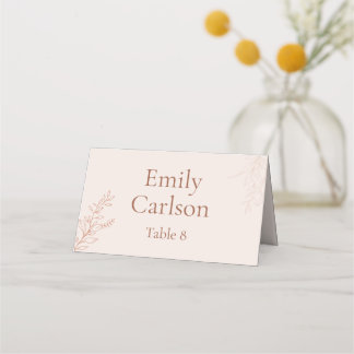 Minimal Terracotta Botanical Wedding Place Card プレイスカード
