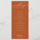 Minimal terracotta Ceremony wedding プログラム (裏面)