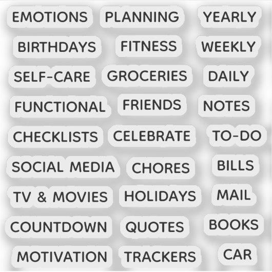 Minimal Text Planner Tab Label Binder Divider Tab シール (正面)