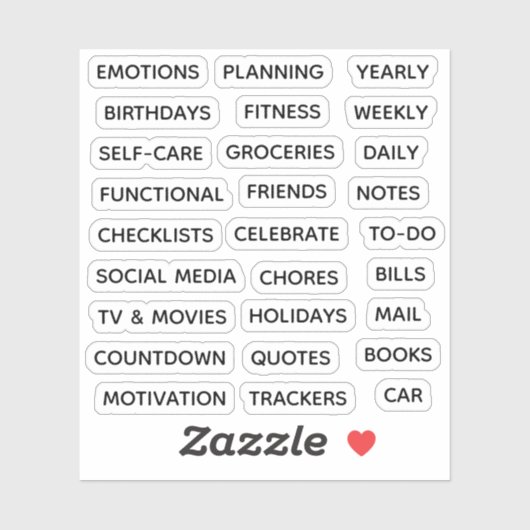 Minimal Text Planner Tab Label Binder Divider Tab シール (シート)