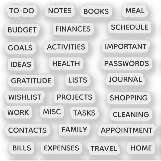 Minimal Text Planner Tab Label Binder Divider Tab シール (正面)