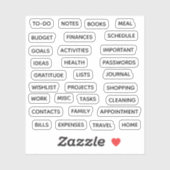 Minimal Text Planner Tab Label Binder Divider Tab  シール (シート)