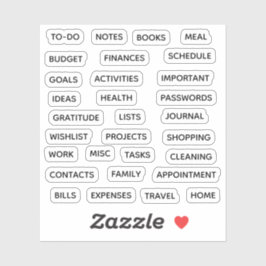 Minimal Text Planner Tab Label Binder Divider Tab  シール