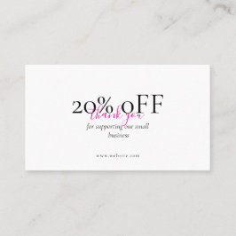 Minimal Thank You QR Discount Card Blush Pink 名刺