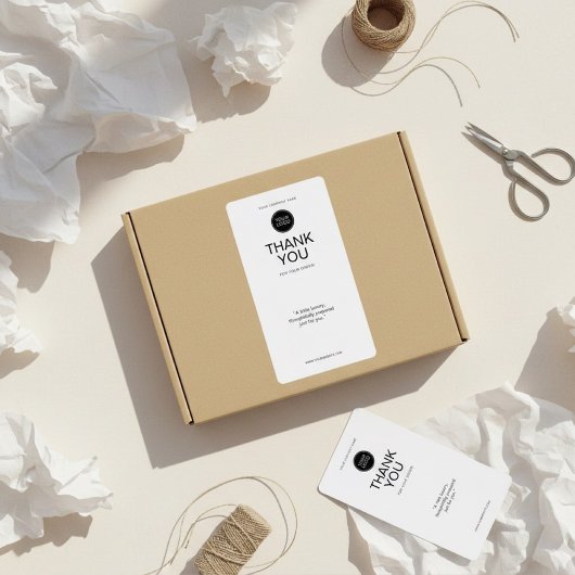 Minimal Thank You Shipping Label with Logo  ラベル