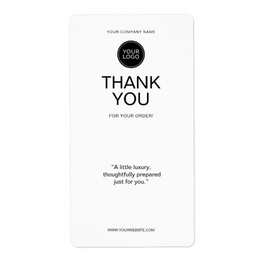 Minimal Thank You Shipping Label with Logo ラベル (正面)