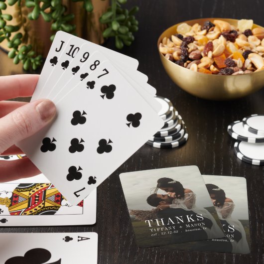 Minimal Thanks Wedding Photo Couples Template トランプ (インサイチュ)