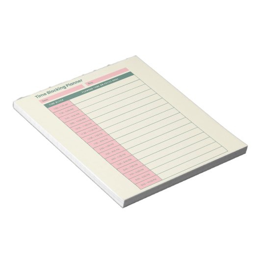 Minimal Time Blocking Planner Pink Layout ノートパッド (アングル)