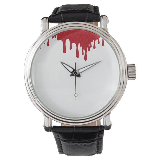 Minimal Tomato Red Drip Custom Watch 腕時計 (正面)