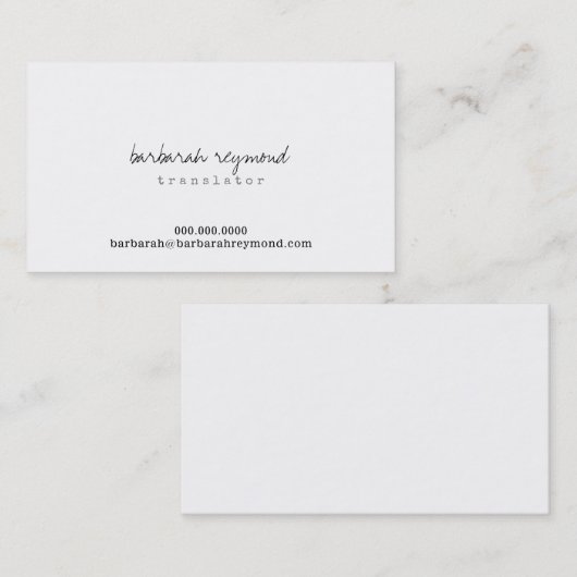 minimal translator (custom profession) basic white 名刺 (正面/裏面)