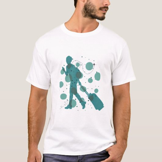 Minimal Traveler with Suitcase Graphic T-Shirt Tシャツ (正面)