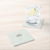 Minimal Tropical Palm Tree Illustration Wedding スクエアペーパーコースター (インサイチュ)