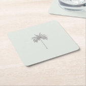 Minimal Tropical Palm Tree Illustration Wedding スクエアペーパーコースター (アングル)