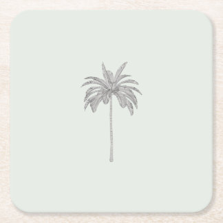 Minimal Tropical Palm Tree Illustration Wedding スクエアペーパーコースター