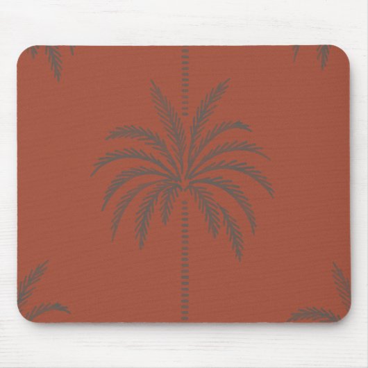 Minimal Tropical Palm Tree Pattern Terracotta  マウスパッド (正面)