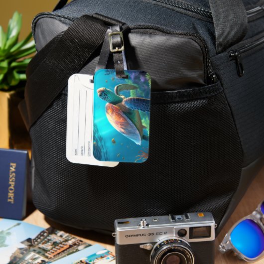 Minimal Turtle Image Mark Travel Luggage Tag ラゲッジタグ (正面&裏面)