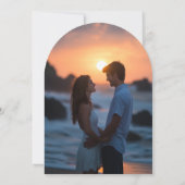 Minimal Typography Aqua White Shell Photo Wedding 招待状 (裏面)