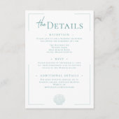 Minimal Typography Aqua & White Shell Wedding エンクロージャーカード (正面)