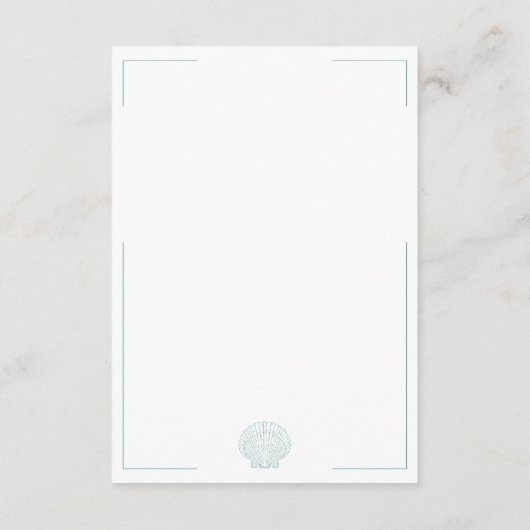 Minimal Typography Aqua & White Shell Wedding エンクロージャーカード (裏面)