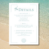 Minimal Typography Aqua & White Shell Wedding エンクロージャーカード