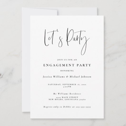 Minimal Typography Engagement Party Invitation 招待状 (正面)