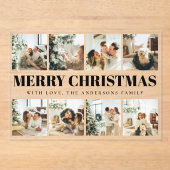 Minimal Typography Merry Christmas Holiday  Card アクリル招待状 (正面)