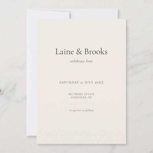 Minimal Typography Wedding | Modern Elegent 招待状 (正面)