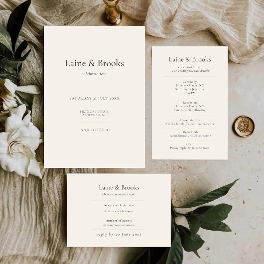 Minimal Typography Wedding | Modern Elegent 招待状
