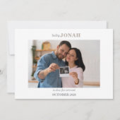 Minimal Ultrasound Baby Photo Announcement Card 招待状 (裏面)