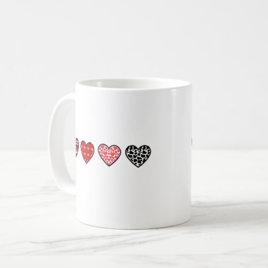 minimal valentine hearts / “cute love pattern” コーヒーマグカップ (正面左)