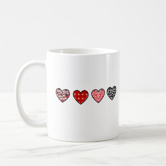 minimal valentine hearts / “cute love pattern” コーヒーマグカップ (左)