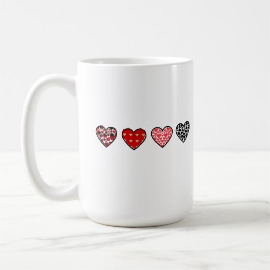 minimal valentine hearts / “cute love pattern” コーヒーマグカップ (左)